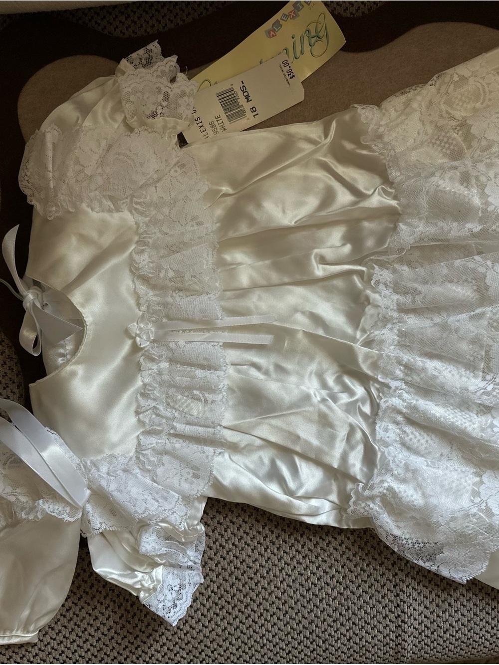 White & Lace Infant Dress + Bonnet